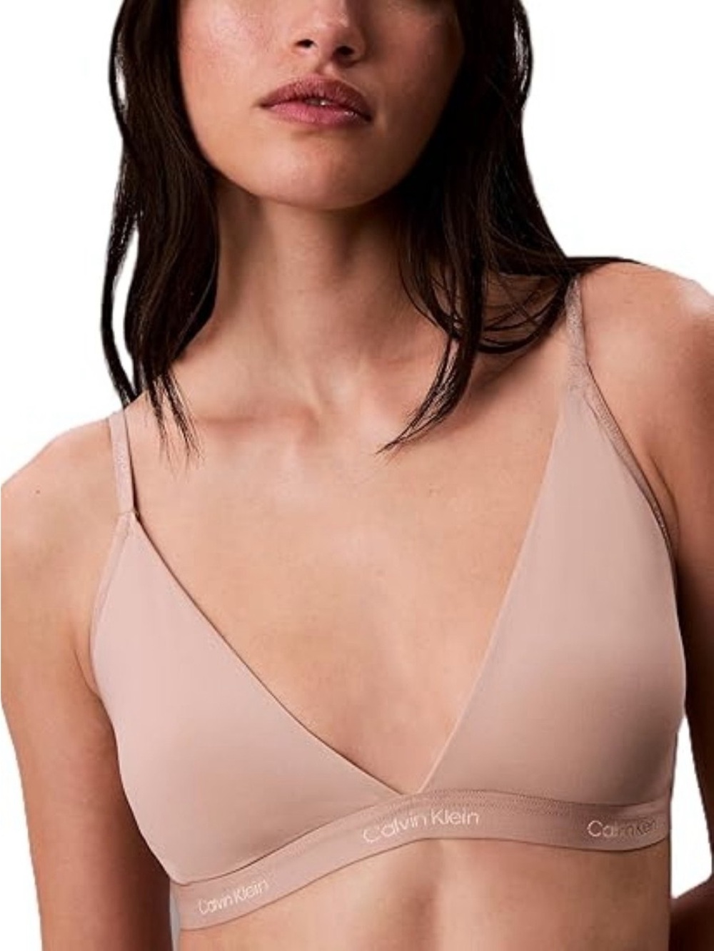 Calvin Klein Form to Body Triangle Bralette Nude Beige Size Small